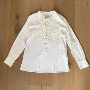 Madewell Ivory 100% Silk Lace-Up Blouse - XS
